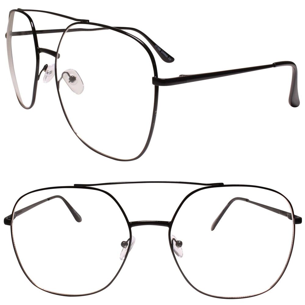 Oversized Exaggerated Mens Womens Square Black Frame Clear Lens Glasses